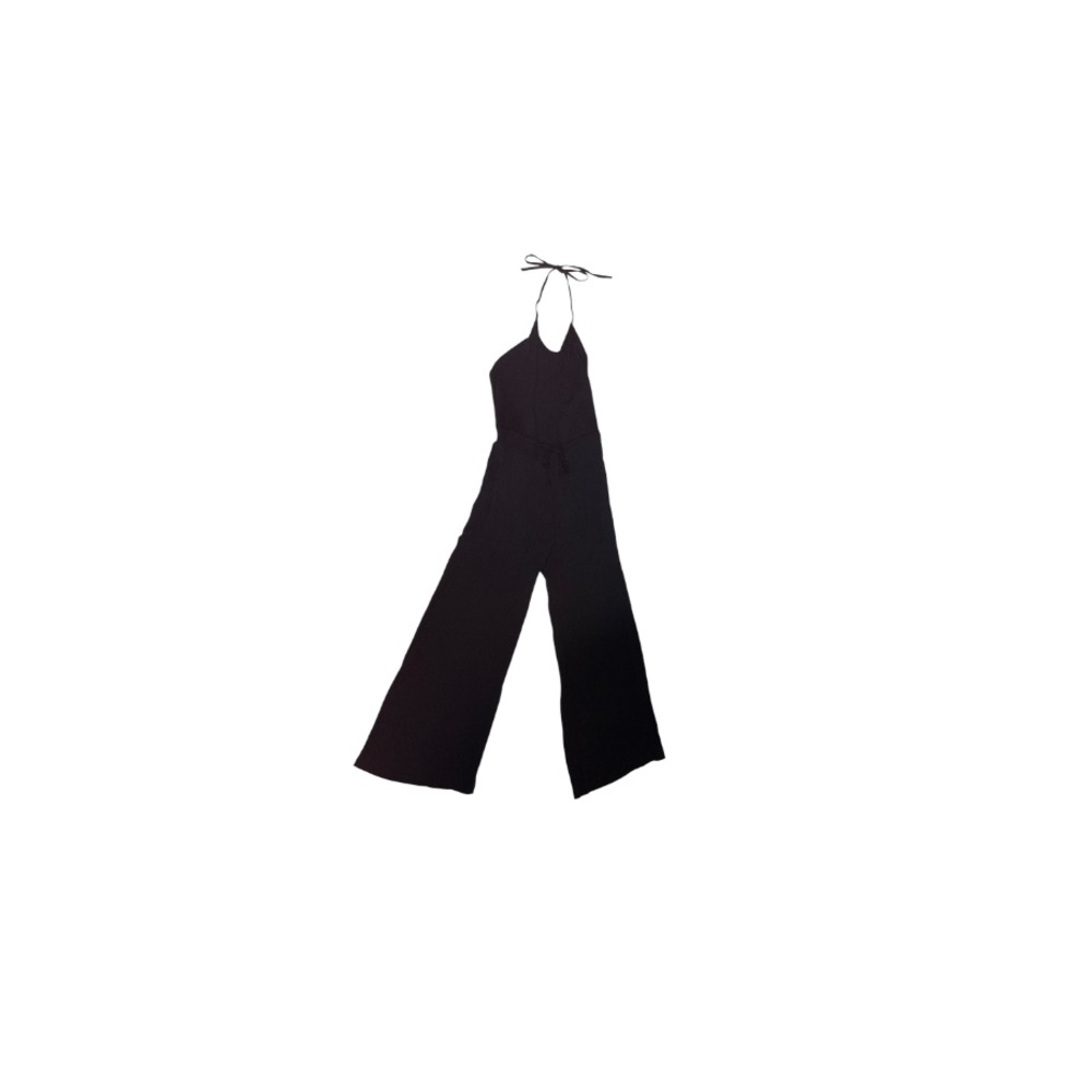 🆕 R.E.F.U.G.E. Black Crepe Halter Jumpsuit - Women’s Size Large